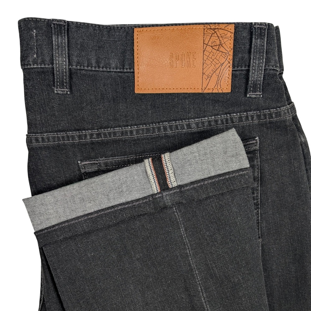 Spoke Jeans Men 35x32 Charcoal Gray Build C Selvedge Stretch Denim 10oz Travel